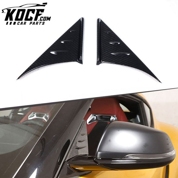 Car Exterior Corner 2 PCS Dry Carbon Fiber A Pillar Triangle Decoration Trims For Toyota Supra A90 2019+