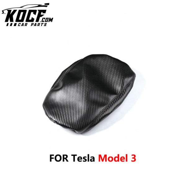 Auto Accessories Leather Carbon Interior Trims Armrest Box Cover For Tesla Model 3 Model Y