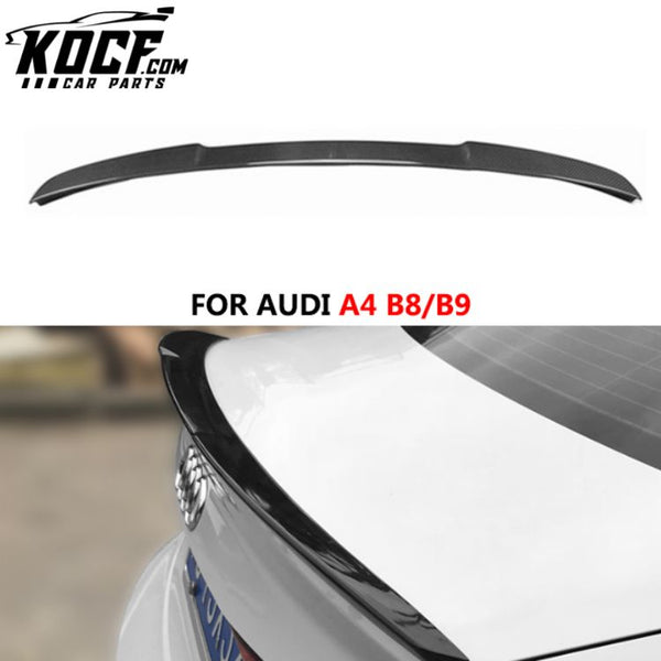 V TYPE BOOT WING REAL CARBON FIBER SPOILER FOR AUDI A4 B8 B9 2008-2016