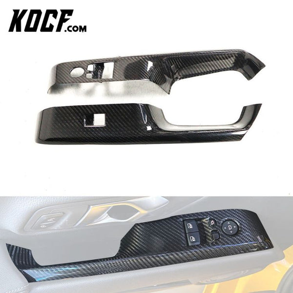 Dry Carbon Fiber Interior Trims Door Switch Panel Cover For Toyota Supra A90 MK5 2019+