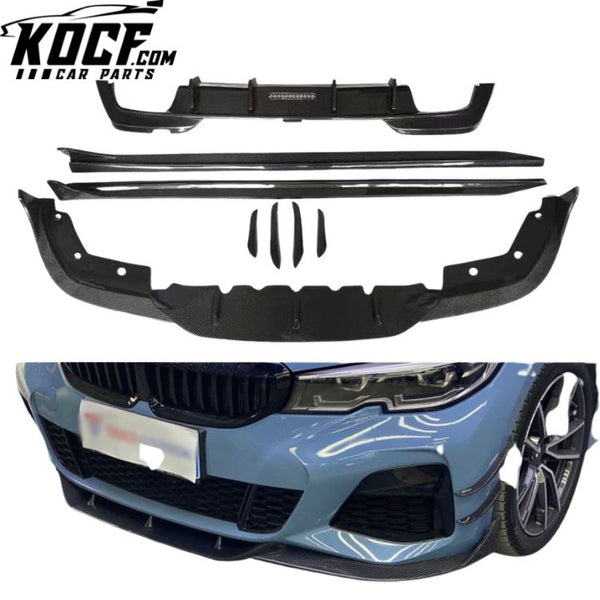 TK Type Carbon Fiber Body Kit Front Lip Rear Diffuser Side Skirt for BMW 3 series G20 2019+