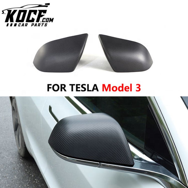 Auto Rearview Stick On Matt Carbon Mirror Cover For Tesla Model 3 2017+