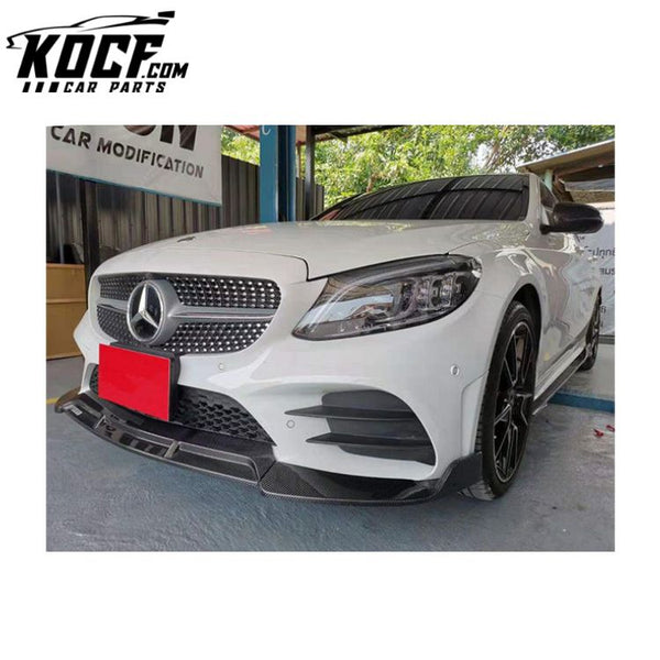 Carbon auto front bumper lip sport BB type front lip 3pcs 2019+ for Mercedes Benz W205