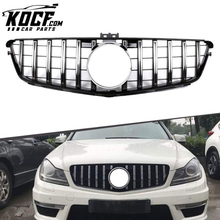 AMG type silver abs hexagon front mesh grill for Mercedes Benz C-Class W204 2008-2013