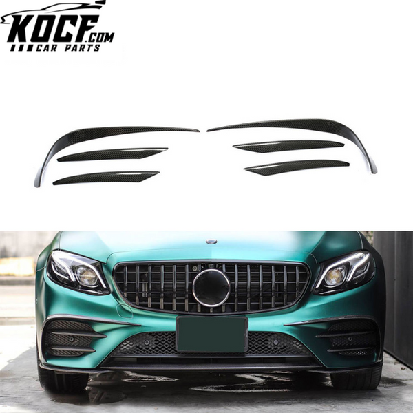 W213 Front Canards with Carbon Fiber Fog Lamp Vents for Mercedes Benz C238 E43 E300 E400 E450 Sport 17-19