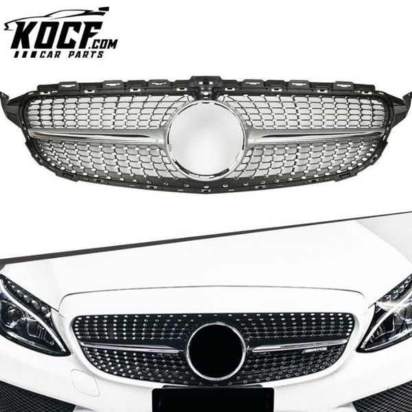 Car front bumper grille grill for Mercedes Benz C Class W205 2014-2018 diamond style racing grills