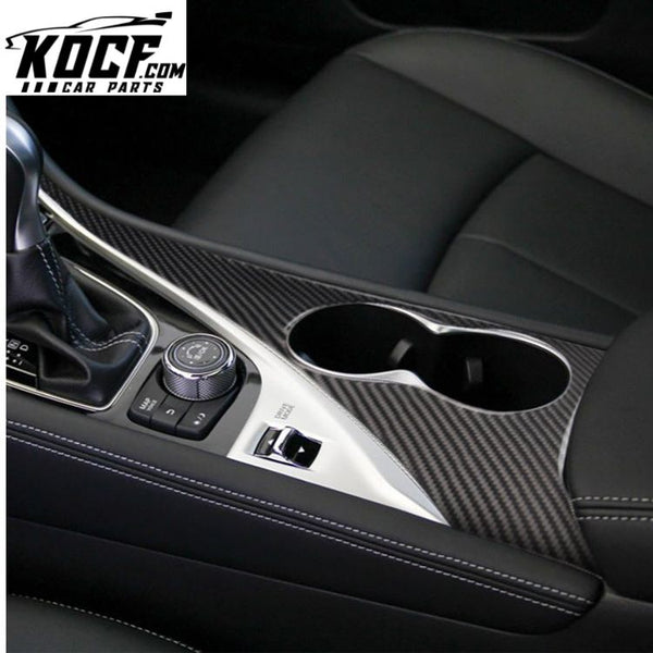 ES Carbon Fiber Auto Decoration Accessories Interior Carbon Fiber Water Cup Holder Frame Cover Trim For Infiniti Q50 Q60