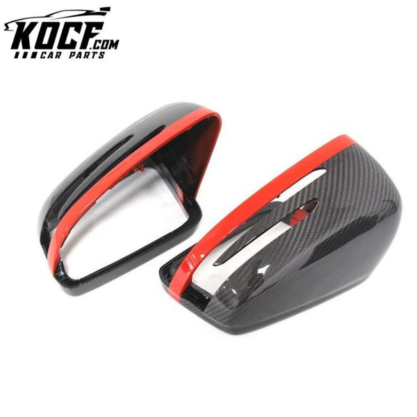 W204 auto carbon side mirror cover for Mercedes Benz W212 W176 W164 W218 red stripe replacement