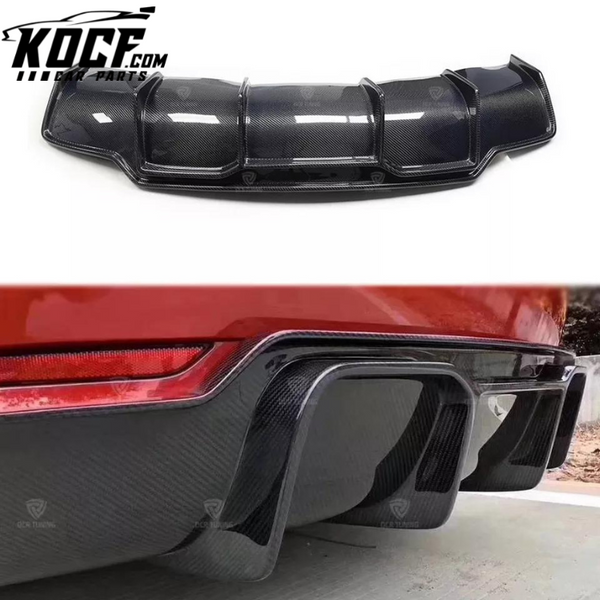 V Style Carbon Fiber Rear Diffuser for Tesla Model 3 Sedan 4 Door Exterior CF Rear Bumper Splitter Glossy Black