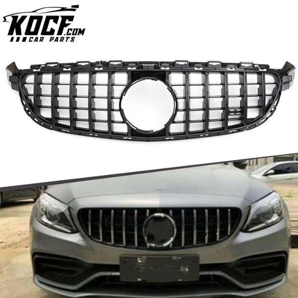 For Mercedes Benz C Class W205 C63 Gt Gloss Black Auto Front Bumper Grille 2014-2018